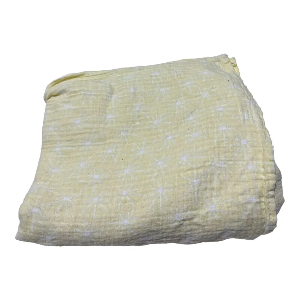 Patina Vie Muslin Swaddle Baby Blanket Yellow Starburst Asterisk Star Print